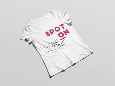 T-Shirt Design Hand mit Finger auf pink Spot