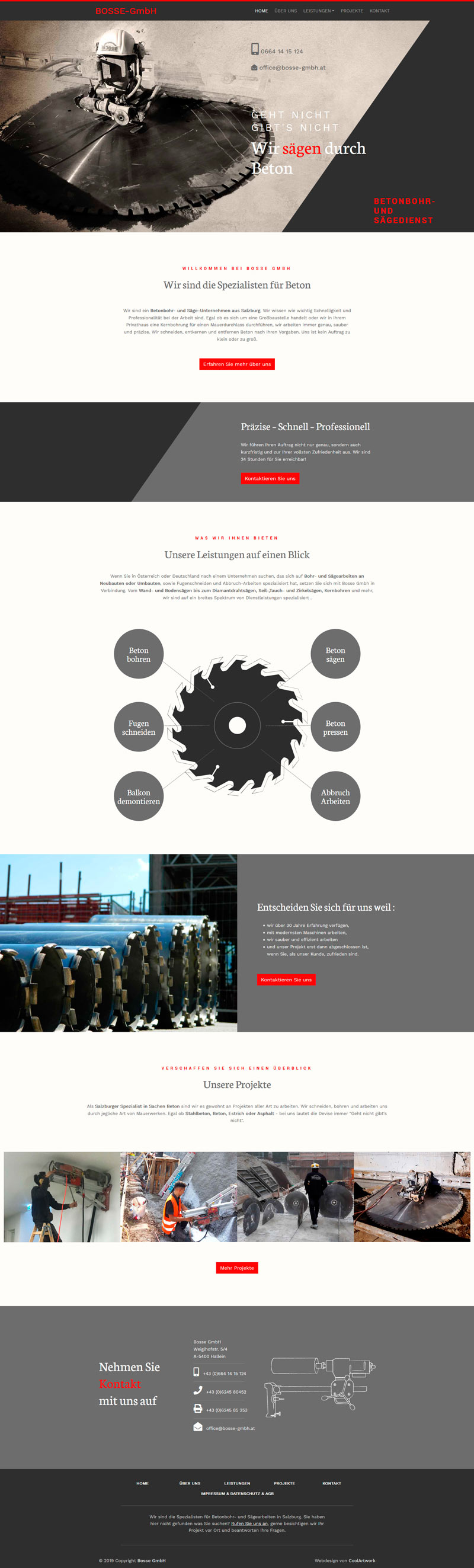 Screenshot Webseite Bosse GmbH Beton Sägedienst