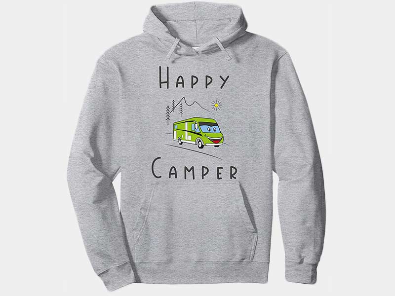 Happy Camper T-Shirt - Wohnmobil mit Smiley Face und Schriftzug - Happy Camper